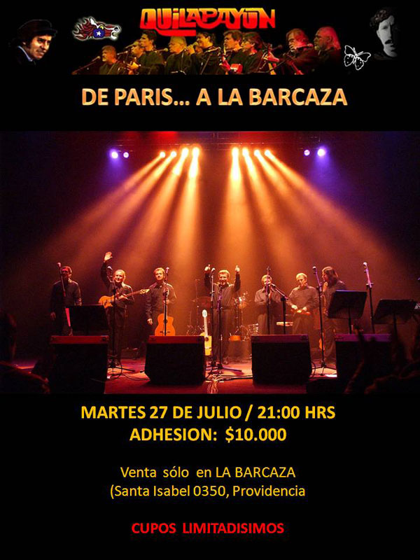 Quilapayún en exclusiva hoy en la Barcaza