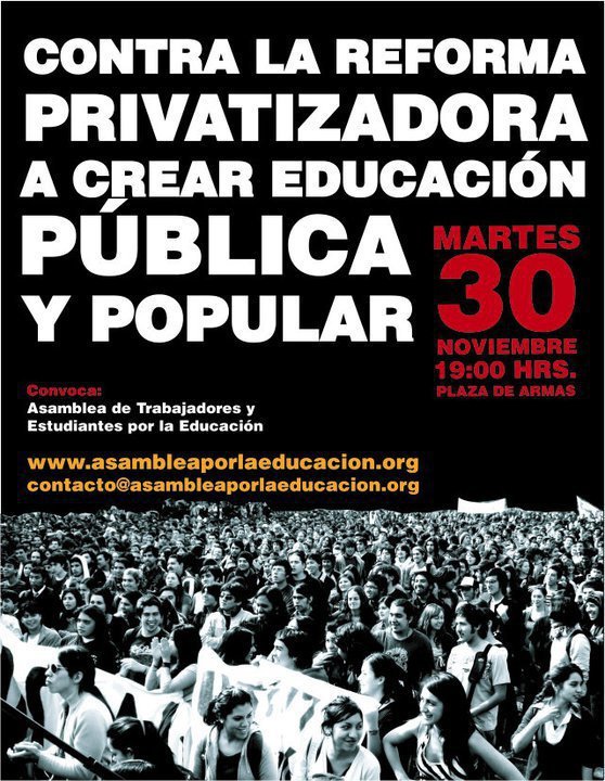 Marcha contra la Reforma Educacional hoy en Plaza de Armas