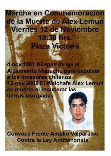 Marcha en conmemoración de la muerte de Alex Lemún en Valparaíso