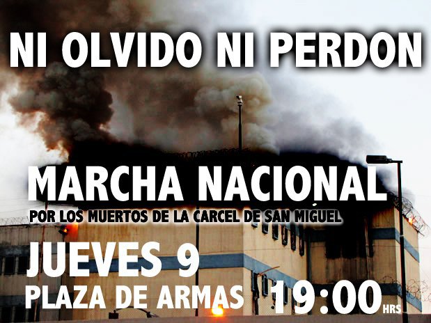 Protesta contra las cárceles: Hoy a las 19 horas en Plaza de Armas