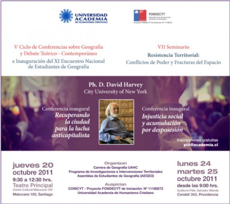 David Harvey en Chile. VII Seminario de Resistencia Territorial: Conflictos de Poder y Fracturas del Espacio