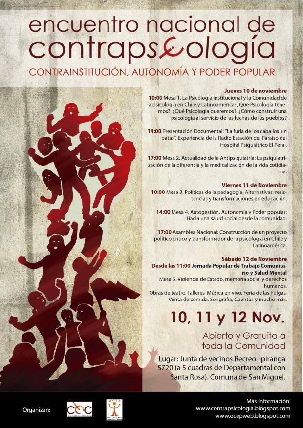 10, 11, 12 de noviembre: Encuentro Nacional de Contra-psicología