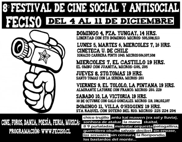 Festival de Cine Social y Antisocial empieza mañana en comunas de Santiago