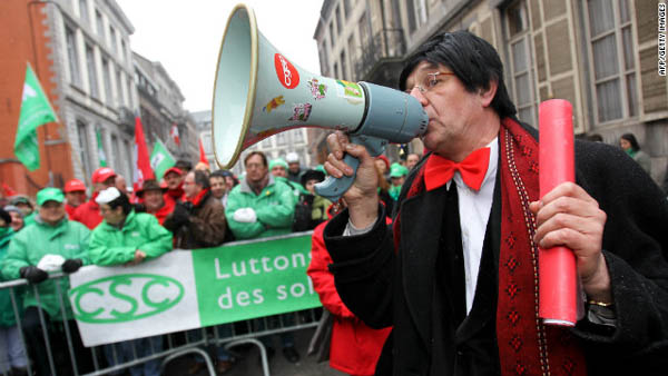 Bélgica paralizada por huelga general contra políticas de ajuste