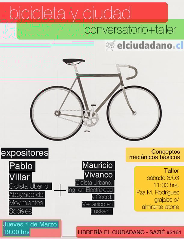 Bicicleta y Ciudad: conversatorio + taller en Librería El Ciudadano