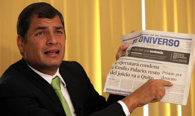 Rafael Correa llama a rebelarse contra la dictadura de las corporaciones mediáticas