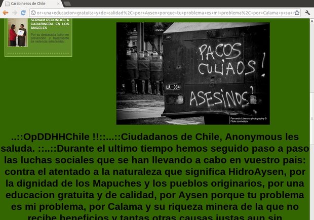 Hackean sitio web de Carabineros de Chile