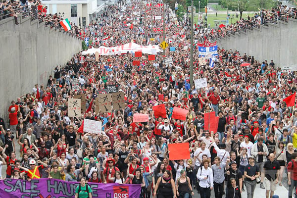 Protesta estudiantil de Quebec suma a la población