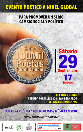 Este sábado en chile: movimiento global 100 Mil Poetas por el Cambio