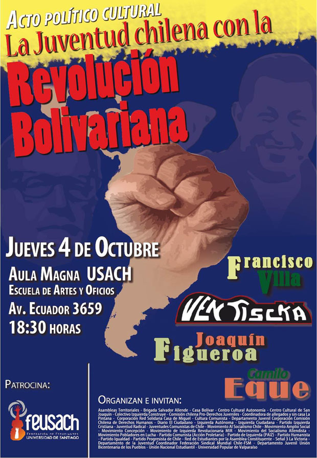 Jóvenes chilenos se congregan este 4 de octubre en apoyo a la candidatura de Chávez