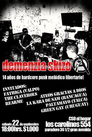 Demenzia Skizo celebra 14 años de «hardcore libertario» en Centro Social Ocupado «El Hogar»