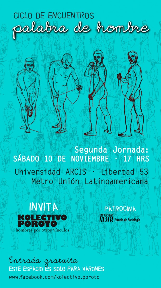 Este sábado “Palabra de hombre”, ciclo de encuentros sobre masculinidades del Kolectivo Poroto