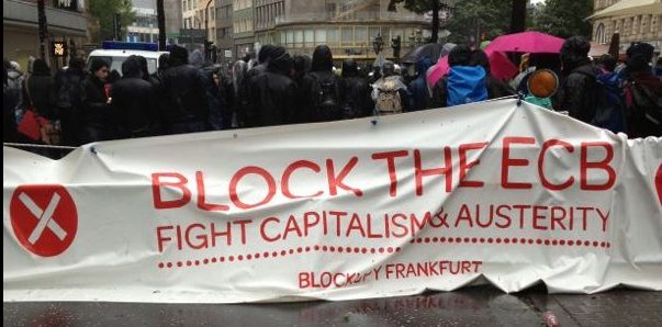 Movimiento anticapitalista «Blockupy» bloquea acceso al Banco Central Europeo en Frankfurt