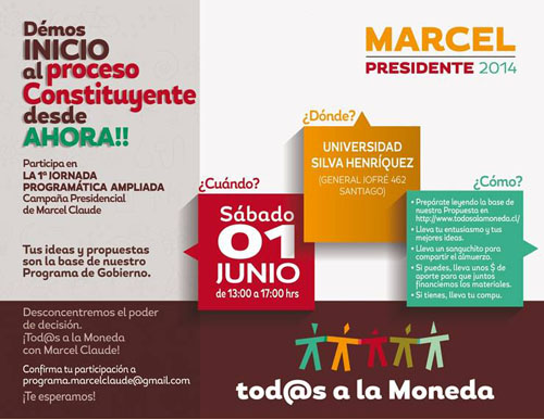 Invitan a Primera Jornada Programática de candidatura de Marcel Claude
