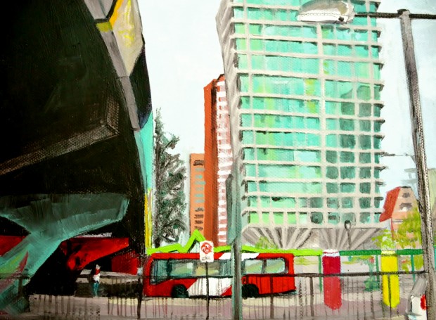 Exposición de pinturas sobre la Circunvalación Américo Vespucio en el MBVM