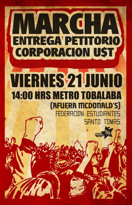 Estudiantes y sindicato de U. Santo Tomás marchan hoy a la Corporación UST