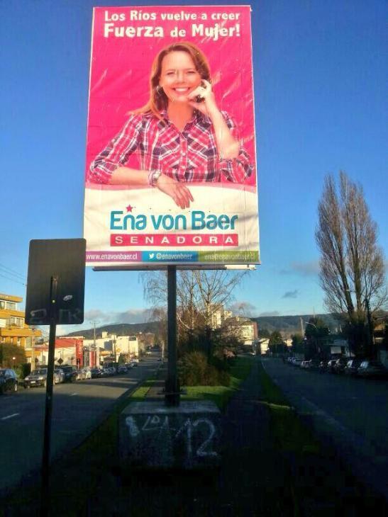 Valdivia: Municipio ordena el retiro de gigantografías no autorizadas de Ena von Baer