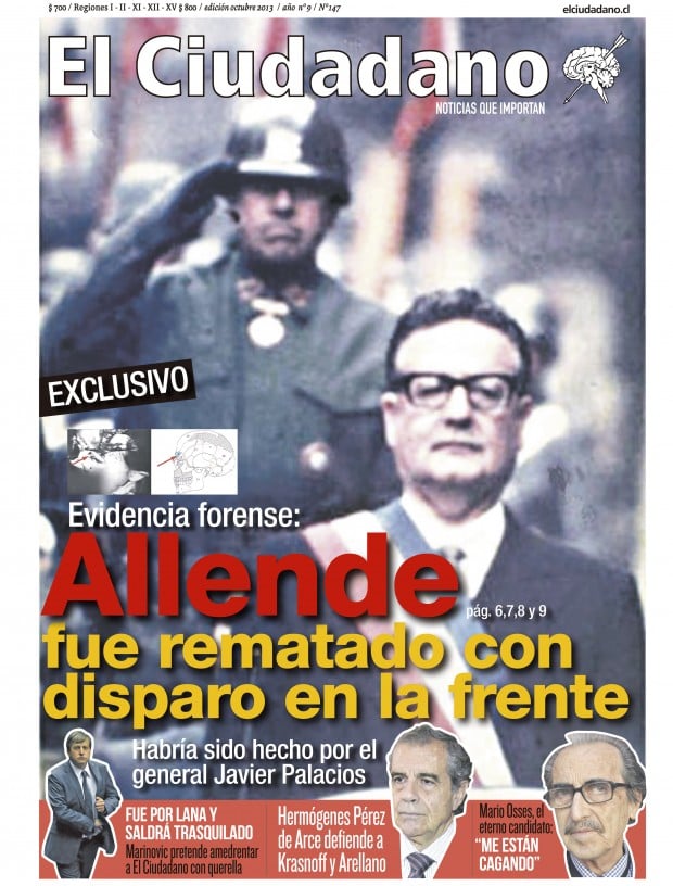 Allende fue rematado con disparo en la frente