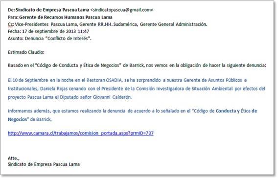 Caso Barrick Gold en Chile: Denuncian conflicto de intereses en Comisión Investigadora del proyecto Pascua Lama