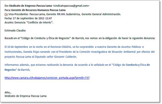 Caso Barrick Gold en Chile: Denuncian conflicto de intereses en Comisión Investigadora del proyecto Pascua Lama