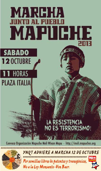 Todos marchamos mañana junto al pueblo mapuche y contra Monsanto
