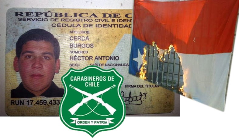 Carabineros de Chile quema bandera chilena, en nuevo montaje policial