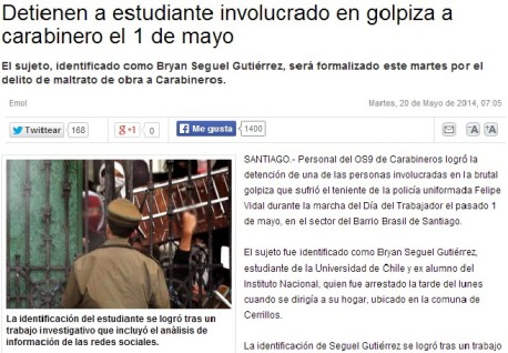 Académicos apoyan a estudiante falsamente incriminado por la prensa y carabineros