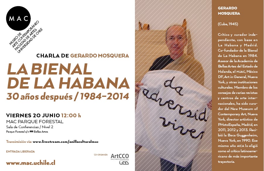 Gerardo Mosquera recuerda los inicios de la bienal de La Habana en charla en MAC parque Forestal