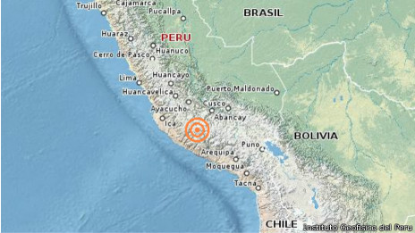 Un sismo de magnitud 6,9 fue registrado este domingo en el sur de Perú