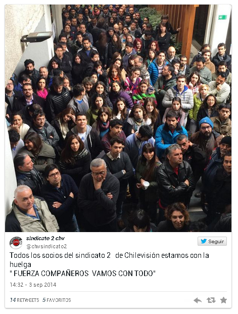 Trabajadores de Chilevisión en alerta de huelga