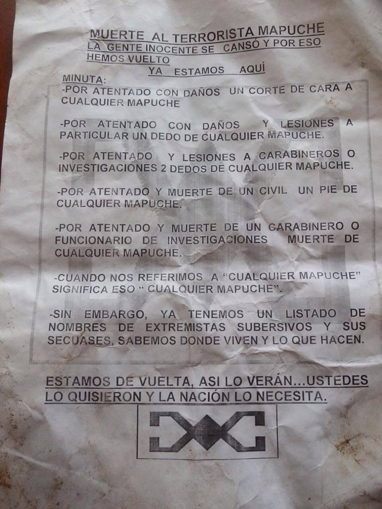 Gobernador de Arauco anuncia querella por panfletos con amenazas a mapuche