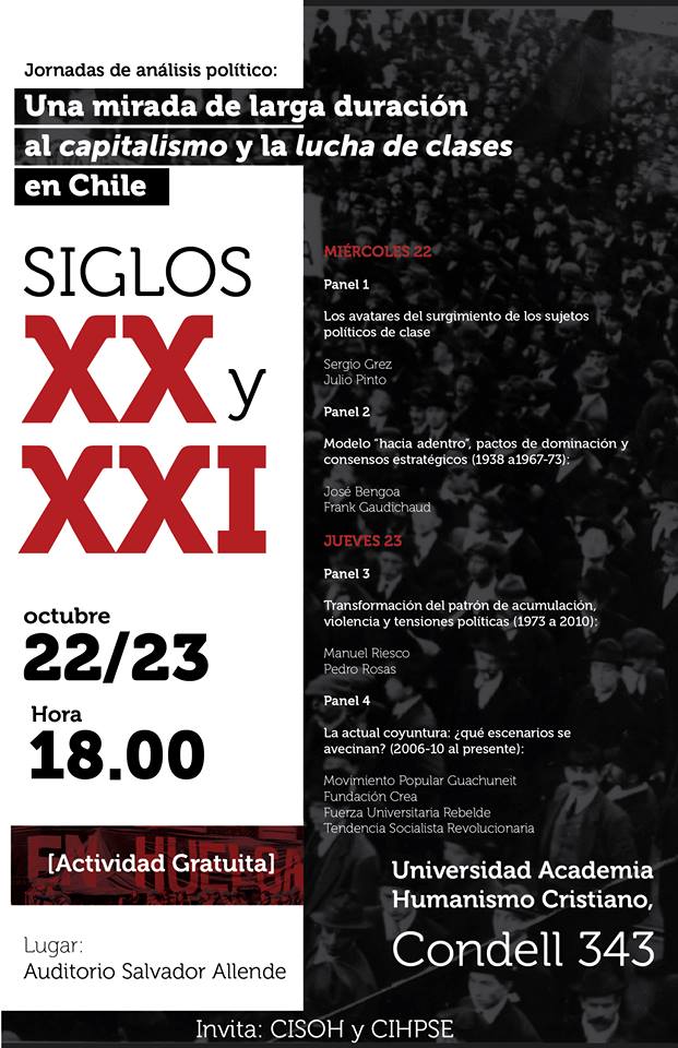 “Jornadas de Análisis político: una mirada de larga duración al capitalismo y la lucha de clases en Chile”