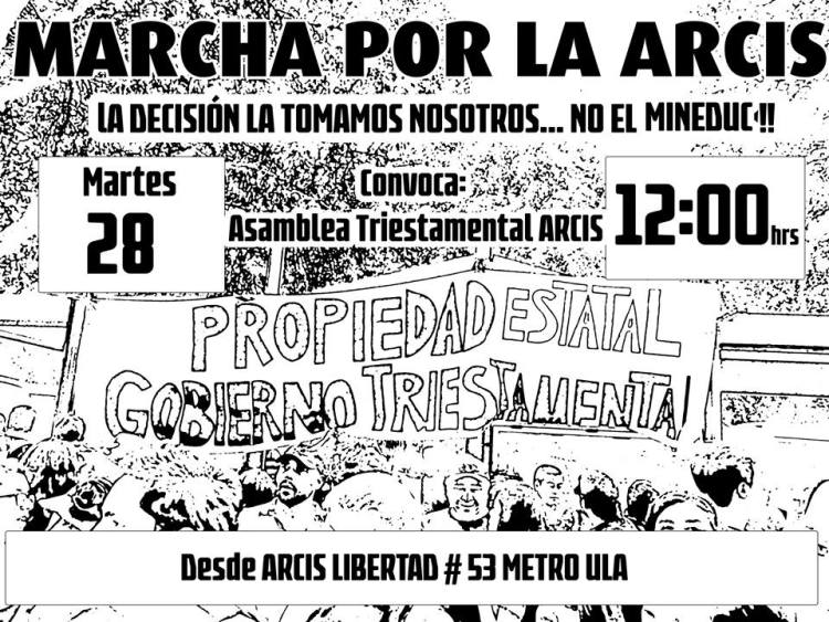 Asamblea Triestamental de U Arcis convoca a marcha para este 28 de octubre