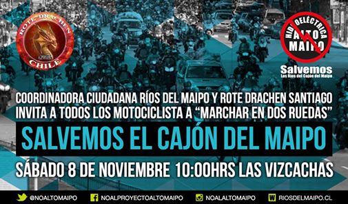 No Alto Maipo convoca marcha ‘sobre ruedas’ en defensa del Cajón