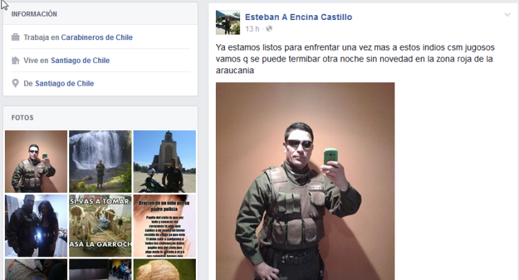 Esteban Encina Castillo: Un Carabinero desubicado en Facebook (Más estados terribles)