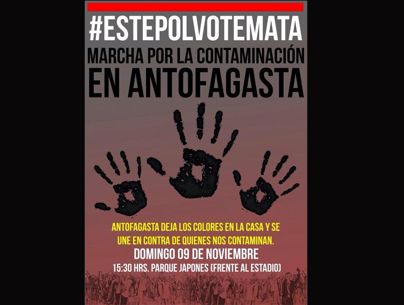 Antofagasta: Convocan a nueva marcha contra la contaminación por acopio y traslado de cobre