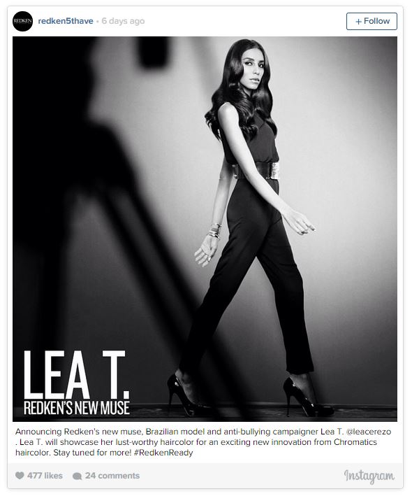 La modelo transexual Lea T, rostro de la última campaña de la marca Redken