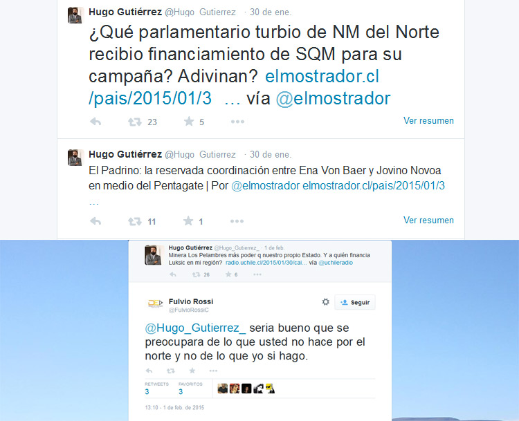 La dura pelea entre Fulvio Rossi (PS) y Hugo Gutiérrez (PC) por Twitter