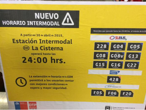 Estación Intermodal La Cisterna ahora funcionará hasta las 24 horas