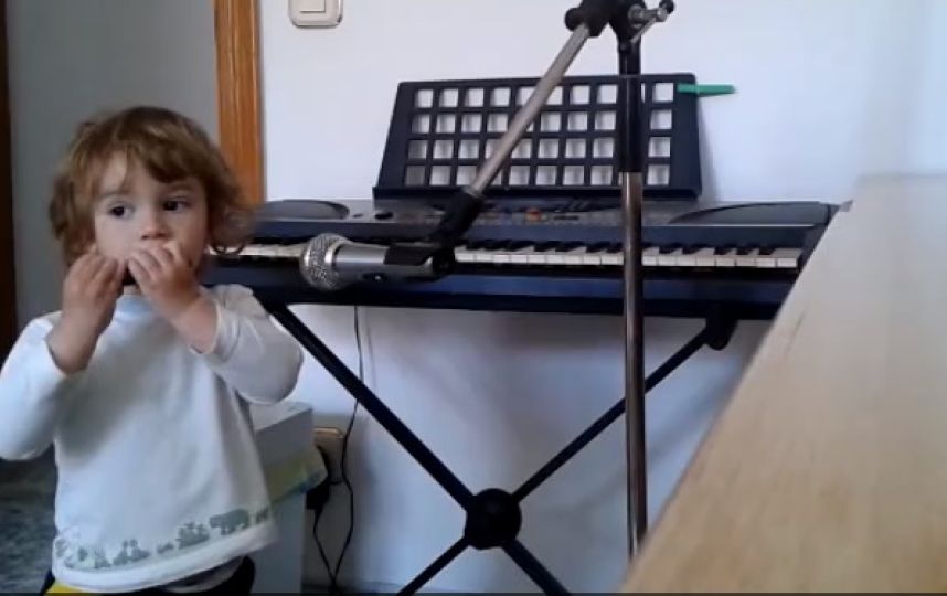 Adorable niño canta blues y toca la armónica