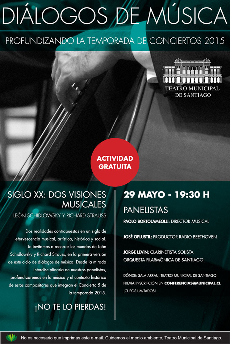 Teatro Municipal de Santiago presenta Diálogos de Música: 4 ciclos dedicados a profundizar la Temporada de Conciertos 2015
