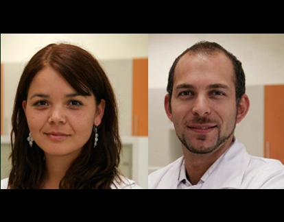 Los investigadores de la Universidad de Los Andes y de C4C Francisca Alcayaga y Maroun Khoury. (Foto: CONICYT)