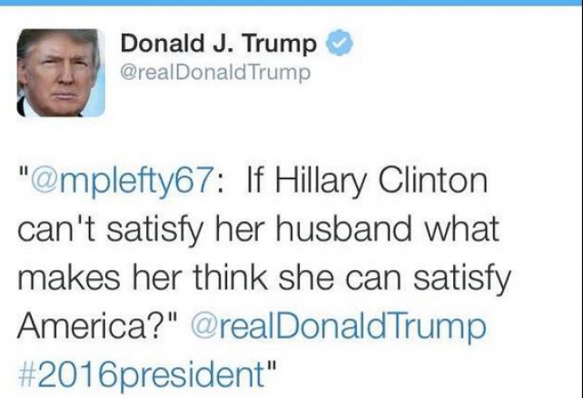 Donald Trump vuelve a la carga con un tuit ofensivo hacia Hillary Clinton