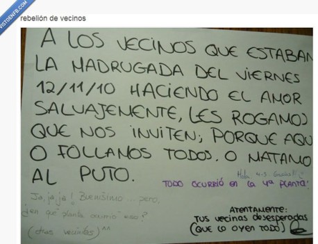 Humor: 13 carteles divertidos para vecinos que NO se han comportado muy bien