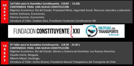 Con talleres para la Asamblea Constituyente se formularán contenidos y propuestas para ser incorporadas en una nueva Constitución.