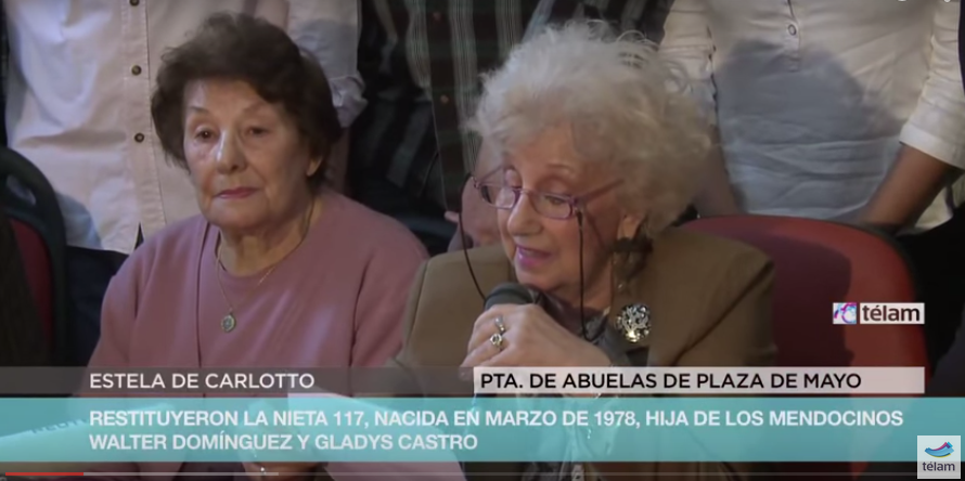 Estela de Carlotto: «Bienvenida nieta 117, y por muchos nietos más»