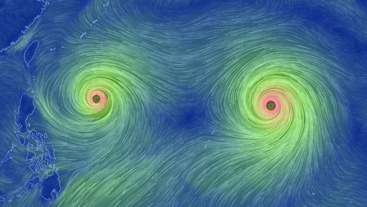 Registran en el Pacífico potentes tifones gemelos que se acercan a las costas de Taiwán y Japón