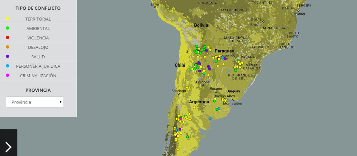 Un mapa muestra 183 conflictos indígenas en Argentina