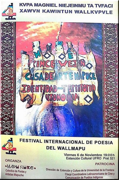 Invitan al IV Festival Internacional de Poesía del Wallmapu, el territorio mapuche