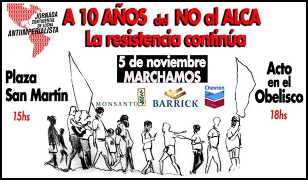 Organizaciones sociales argentinas convocan para celebrar los 10 años del NO al ALCA